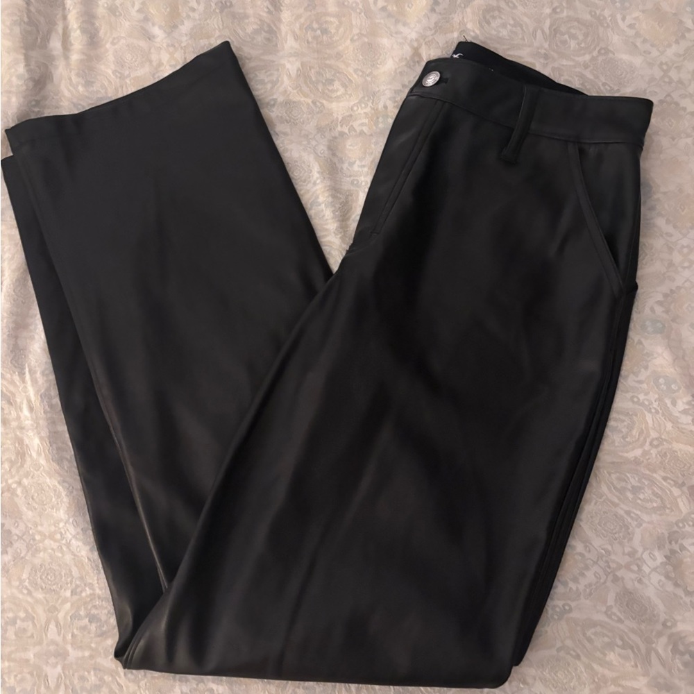 Hollister Black Leather Bootcut Pants